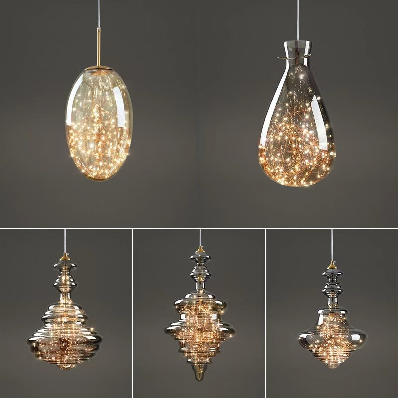 Moderne Grijze Glas Sterrenhemel Hanglamp