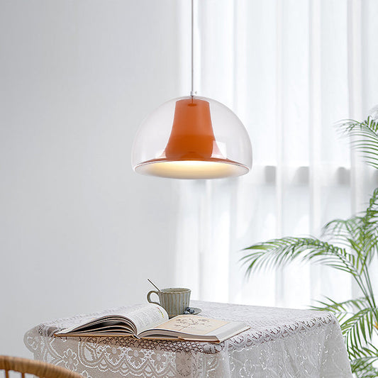 Halfronde kwallen glazen hanglamp