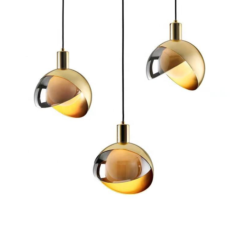 Moderne gouden glazen hanglamp